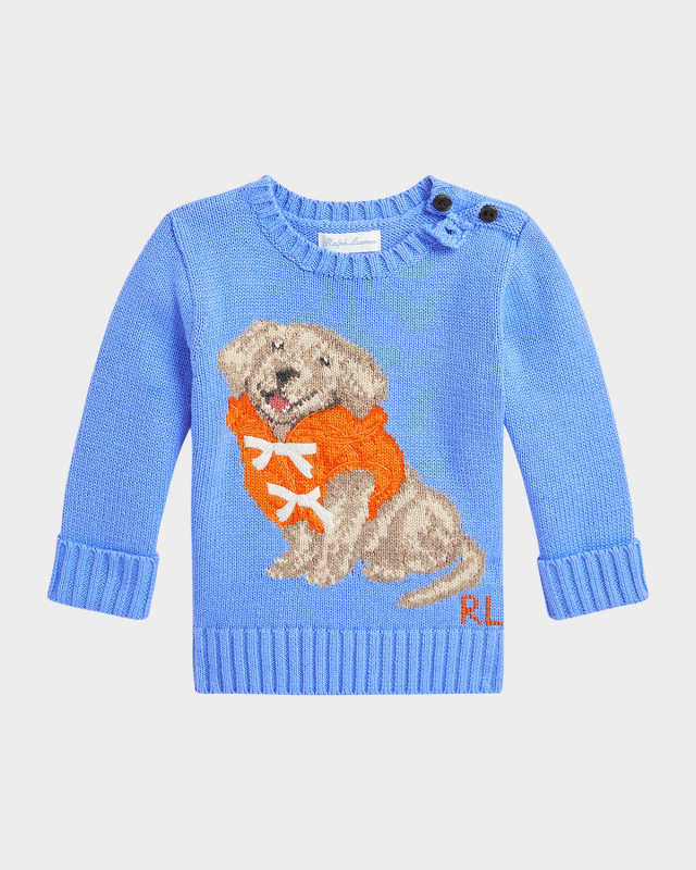 Boy's Graphic Dog Sweater, Size 3M-24